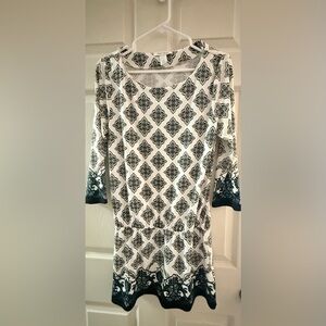 White House Black Market Monochrome Patterned Dress